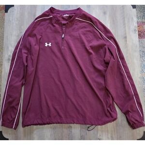Under Armour Maroon With White Piping 1/4 Zip Athletic Pullover Jacket Men XL